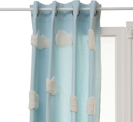 Kinder Vorhang Verdunkelung A-s Tufy mit Grommet Hellblau 140x260cm