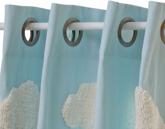 Kinder Vorhang Verdunkelung A-s Tufy mit Grommet Hellblau 140x260cm