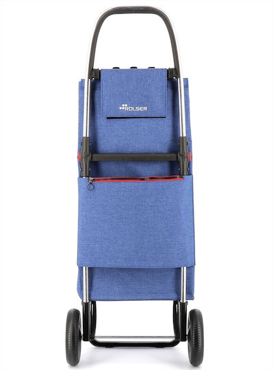 Tweed Stoff Einkaufswagen Klappbar Blau 40x33x104cm