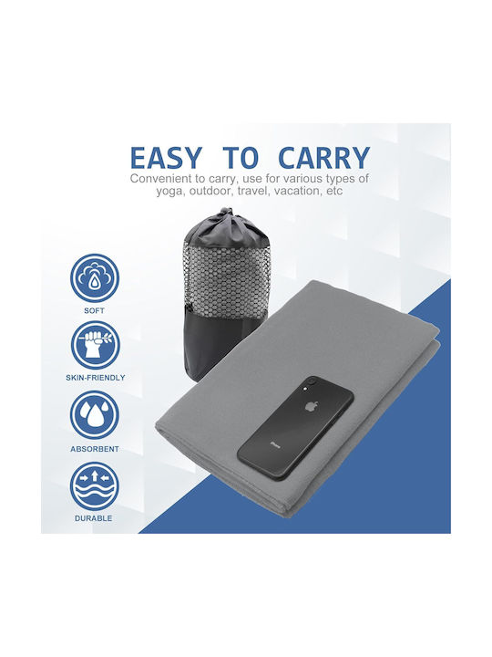 Αντιολισθητική Πετσέτα Γιόγκα Κουκίδες Yoga Towel Grey 183x61cm