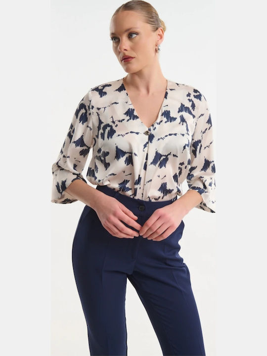 Women's High Rise Crepe Trousers Blue