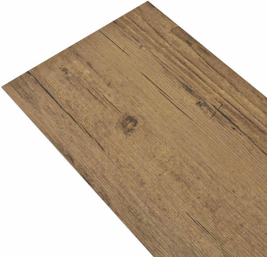 vidaXL Set Plastic Floor PVC with 18 Tiles 2mm M122.8xP23.8cm Brown