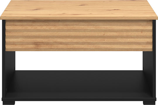 Rectangular Central Coffee Table Wooden with Lifting Mechanism Natural/Black M80xW80xH45cm
