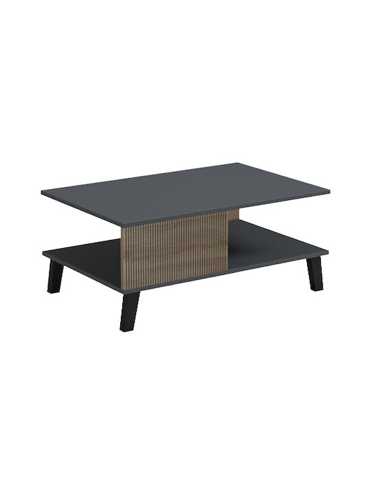 Rectangular Central Coffee Table Tuscany from Solid Wood with Lifting Mechanism Anthracite W83xL54xH34cm