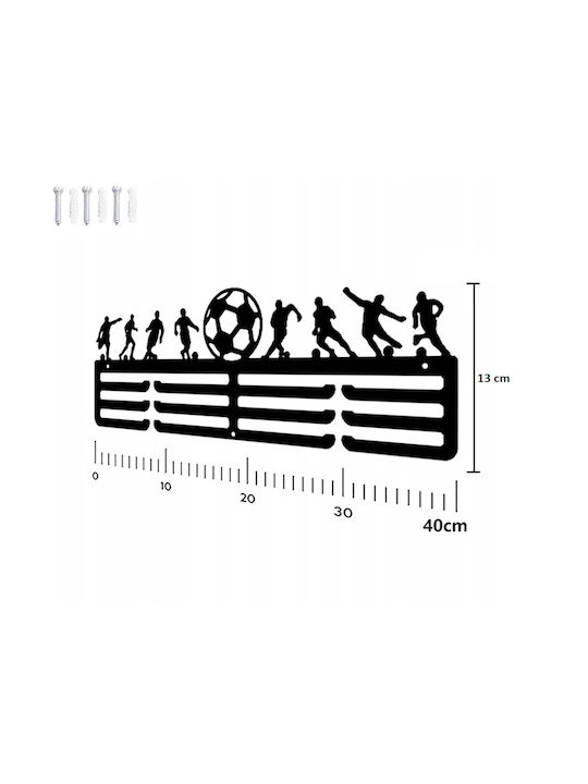 Agățătoare De Perete Metalică Cu 12 Compartimente Neagră 40x13cm