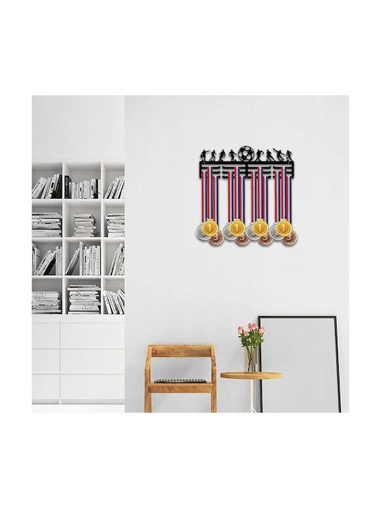 Agățătoare De Perete Metalică Cu 12 Compartimente Neagră 40x13cm