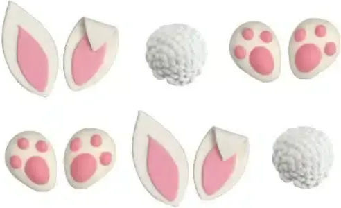 Decora Sugar Decoration Kit Make A Bunny Rabbits 26x50mm 10 Pieces