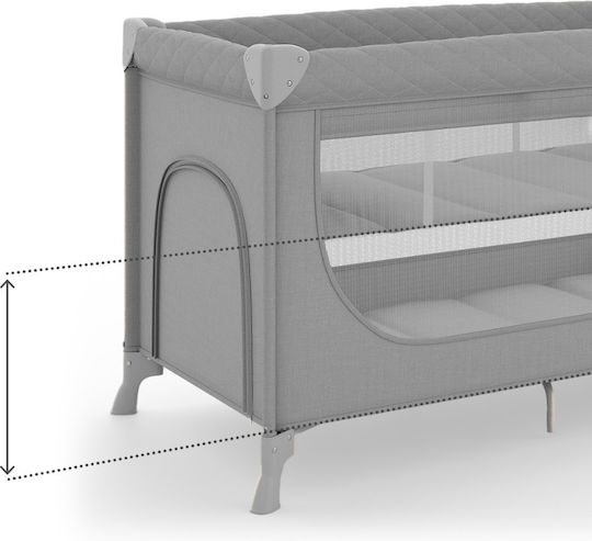 Kinderkraft Leody Кошара За Игра 2 Нива С Матрак Сив 126x76см