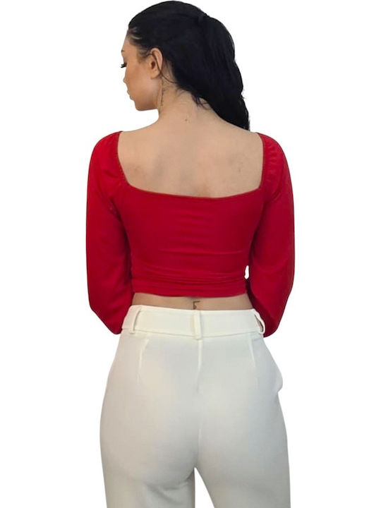 Bluza Damă Crop Top Roșie De Vară