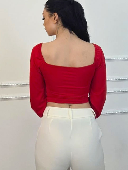 Bluza Damă Crop Top Roșie De Vară