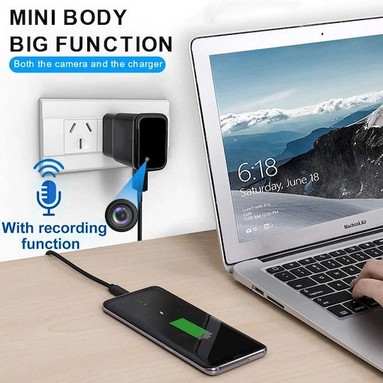 Încărcător Usb Cameră Spionaj Iuni Ip1000 64gb Wifi Vizualizare 4k Audio-video P2p