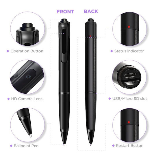 Cameră Ascunsă Stilou Full HD Iuni W9 Pro 64GB Înregistrare Video-Audio Fotografii