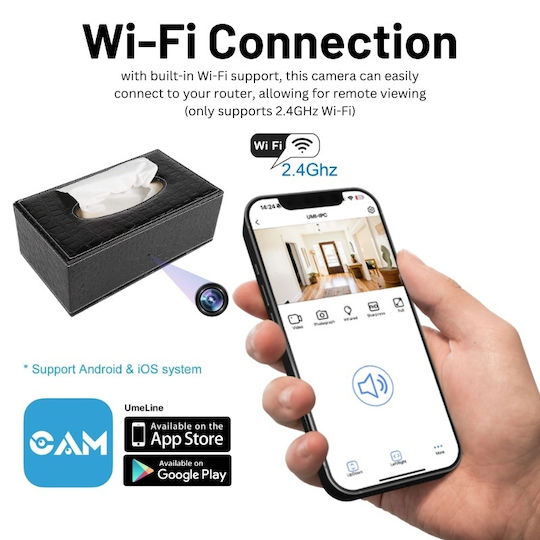 Cameră Ascunsă Suport Prosop Iuni Ip73 64gb Wi-fi Full Hd Vizualizare Live Pe Telefon