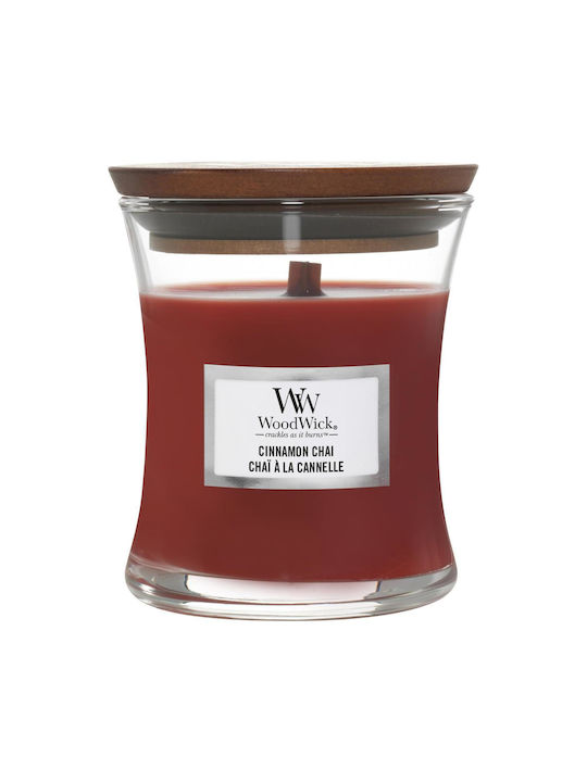 WoodWick Scented Candle Jar with Scent Cinnamon Chai Burgundy 85gr 1pcs