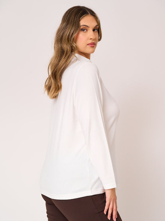 Women's Long Sleeve Turtleneck Blouse White