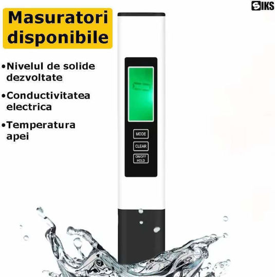 Siks Tester Digital Verificare Calitatea Apei Afișaj Led Măsoară Tds Ec °c °f Potrivit Pentru Testarea Apei Potabile Acvarii Piscine Fântâni Include Termometru Digital Măsurare Temperatură Apă Impermeabil Alb Negru