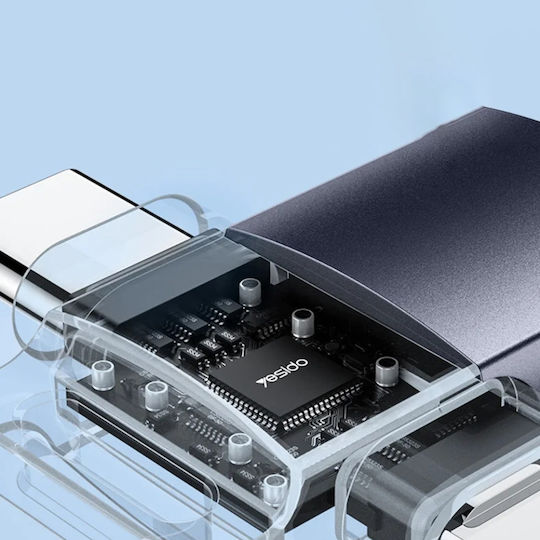 Otg Адаптер Usb To Lightning Type-c 5gbps Алуминиев Сплав Yesido Сребрист
