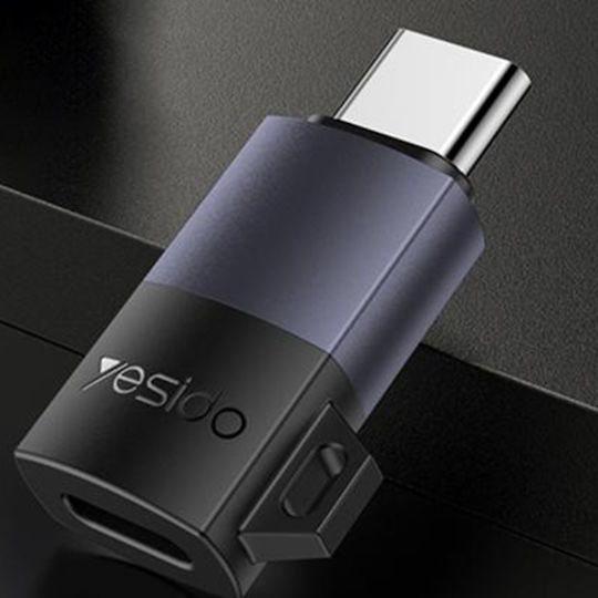 Otg Adaptor Lightning To Type-c 60w 480mbps Aluminum Alloy Yesido Silver