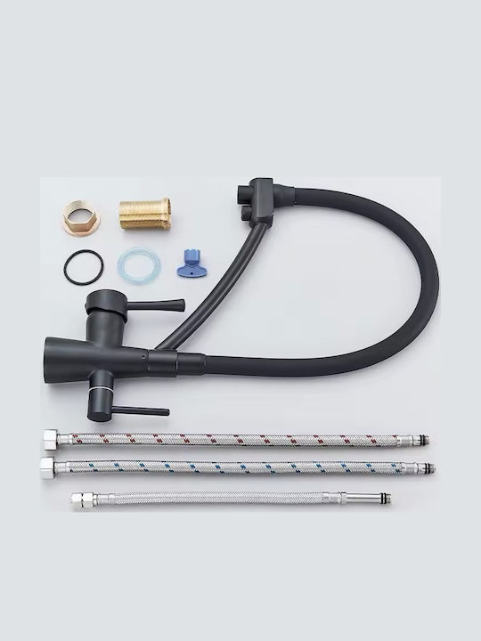 Kitchen Faucet Counter with Shower Gold