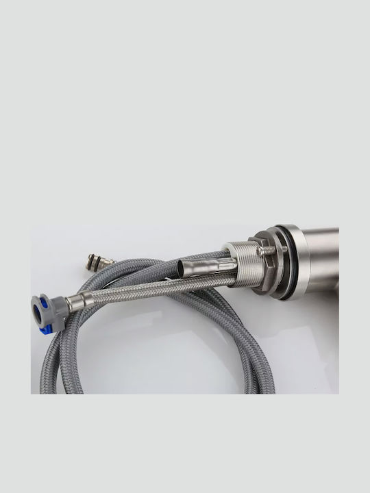 Kitchen Counter Faucet with Pull-Out Spray Silver
