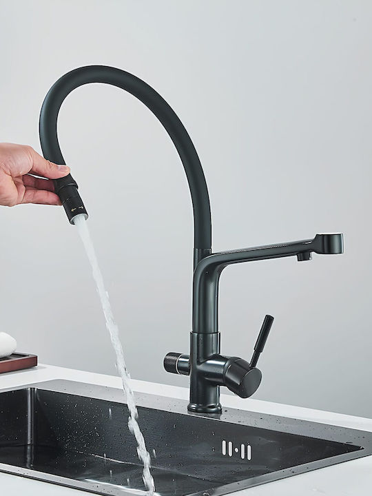 Kitchen Faucet Counter Flexible Black