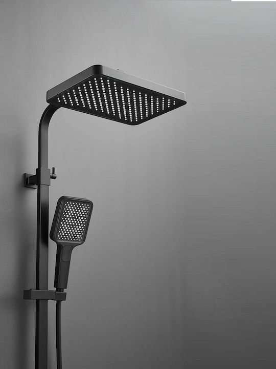 Shower Column with Bathtub Mixer 31cm Black