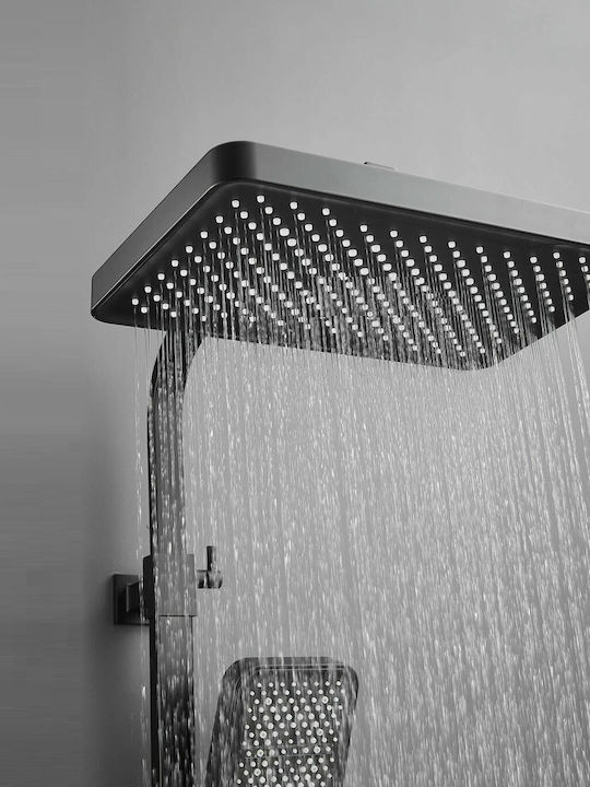 Shower Column with Bathtub Mixer 31cm Black