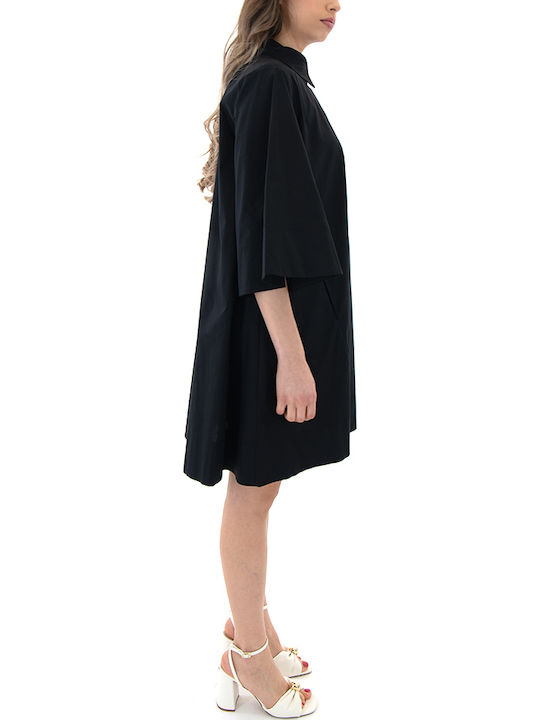 Sommer Mini Hemdkleid Schwarz