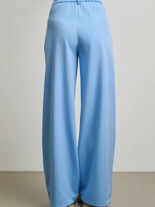 Women's High Rise Fabric Trousers Light Blue