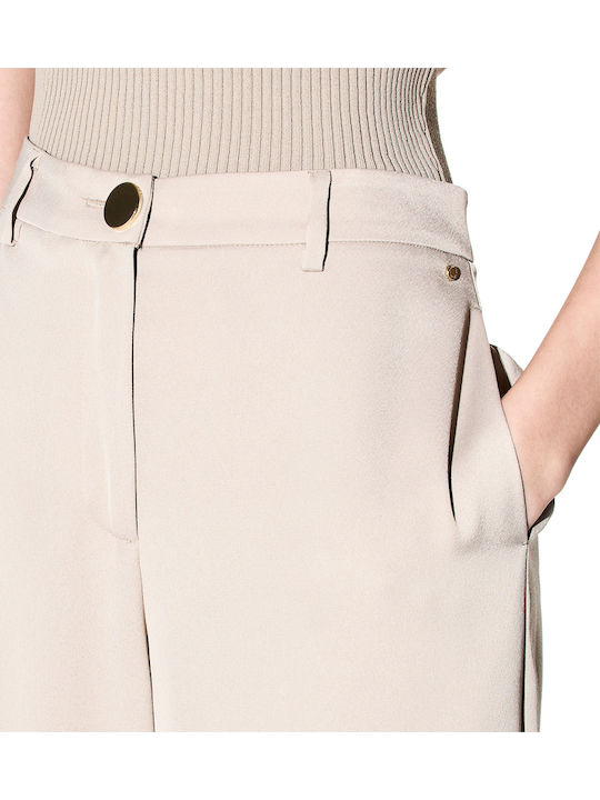 Damen Hochgeschnittenes Stoffhose in Regulärer Passform Beige