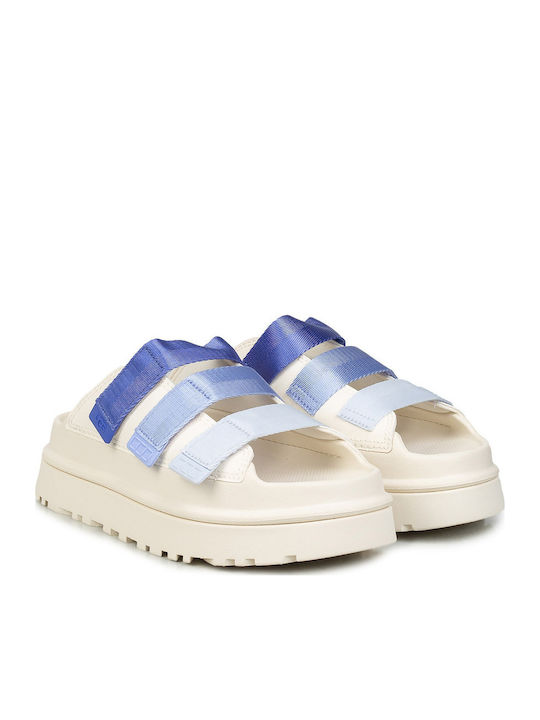 UGG Goldenglow Slide Sandale Damă Flatforme Albe
