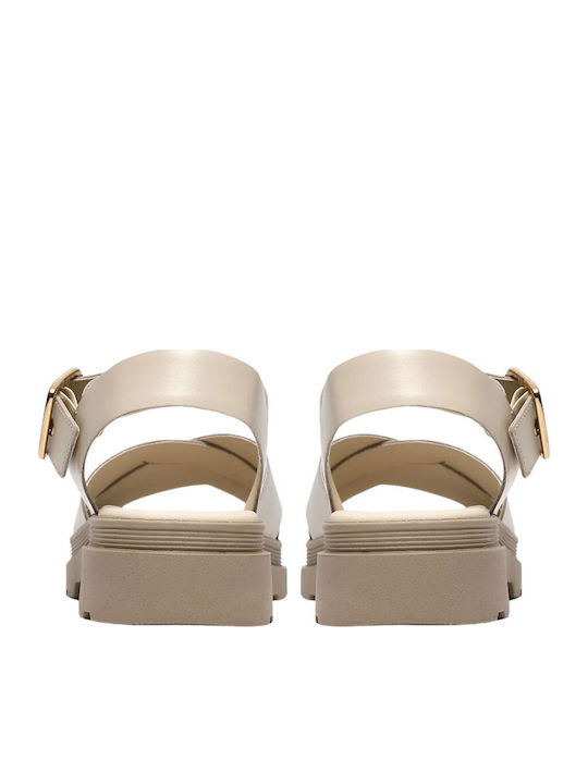 Clarks Δερμάτινα Ανατομικά Σανδάλια Εκρού