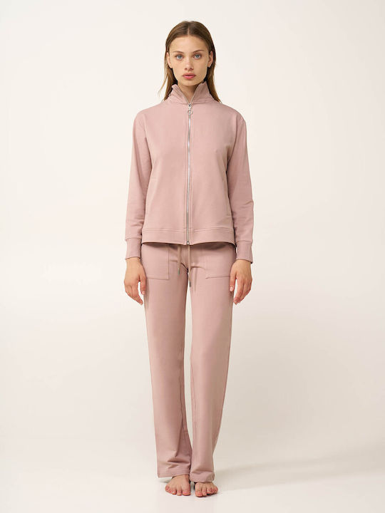 Vamp Vamp Damen Schlafanzug & Pyjamas Winter Baumwollene Strickjacke Pink Shadow