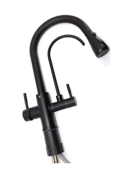 Landsh Tall Counter Kitchen Faucet Inox Black