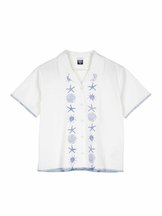 Short Sleeve Women's Shirt Off White