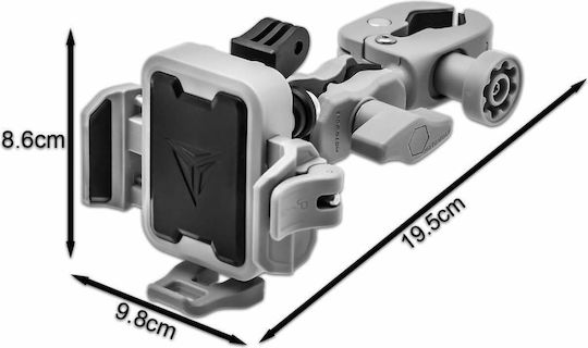 Phone Action Camera Handlebar Mount Motorcycle Rotating Adjustable Arm Grey Mh1dlj Motowolf