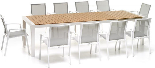 Ausziehbarer Weißer 223+60x95x75cm Esszimmer- und Küchentisch