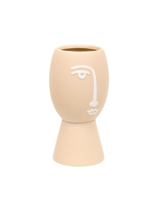 Dekorative Keramikvase Pam Beiges 10.5x10.5xH19.8cm