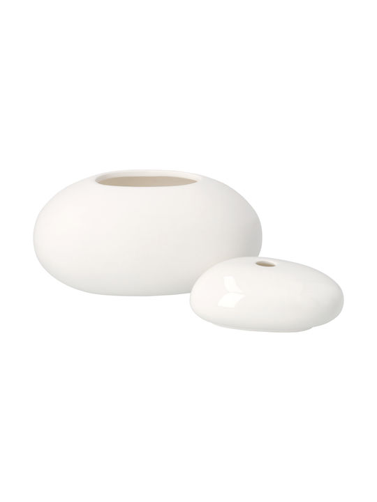 Raeder Decorative Ceramic Vase Natural Elements White 13.2x9.2xH9.3cm