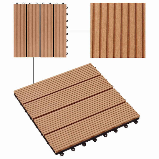 vidaXL Wood Garden Flooring Material 30x30cm 11 Pieces