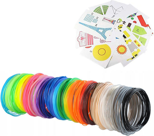 Set 50 Filamente Pentru Stilouri 3D Zola PLA 250 M 1.75mm Șabloane Incluse
