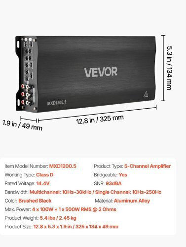 Vevor Car Audio Amplifier 5 Channels (Class D)