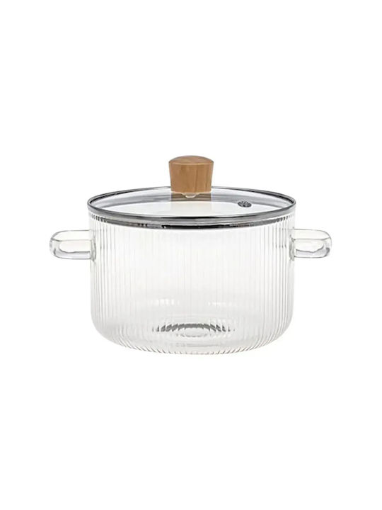 Vas Rotund Rezistent La Căldură Din Sticlă Cu Capac 15.5x15.5cm
