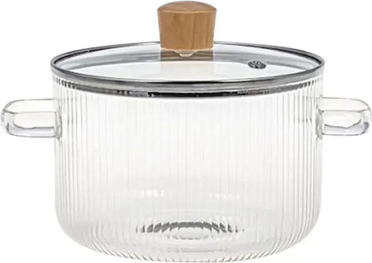 Vas Rotund Rezistent La Căldură Din Sticlă Cu Capac 15.5x15.5cm