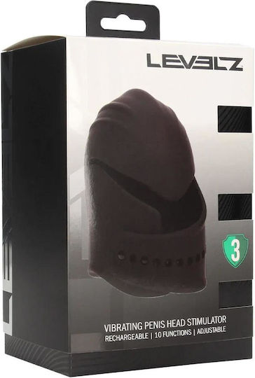 Adjustable Vibrating Silicone Penis Head Stimulator Black
