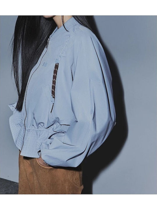 Short Women's Jacket for Spring/Autumn Sky-blue