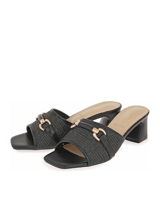 Mules with Low Heel in Black Colour