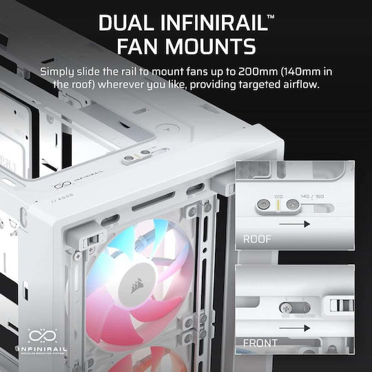 Adata Frame 4000D Gaming Midi Tower Computer Case with Side Window White