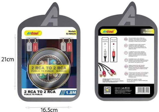 Andowl Qhd620 Cable 2x RCA male - 2x RCA male 2m