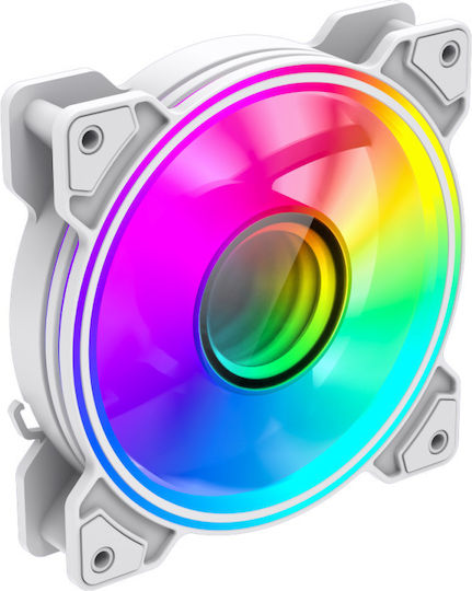 GameMax Case Fans 120mm (1200rpm) with RGB Lighting and 3-Pin Connection White